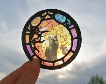 Miniature Stained Glass similar round Window. HALLOWEEN Diorama series, dollhouse scale 1/6 or 1/12. Custom size and more models available.