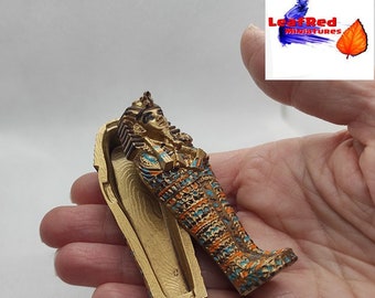 Miniature Egyptian Sarcophagus , Pharaoh, Halloween Decor, Diorama, roombox,  Dollhouse Miniature.