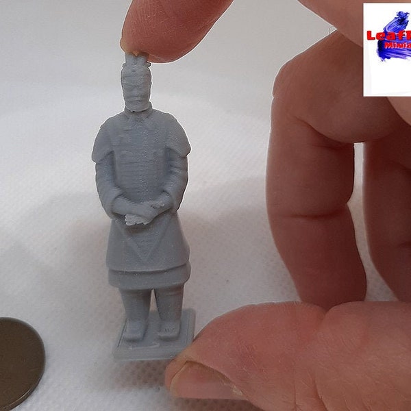 GUERRIER XIAN.  Sculpture miniature de l’armée en terre cuite. échelle pour maison de poupée, diorama, boîte d’ombre. Peinture prête à imprimer en 3D. Matériau PLA