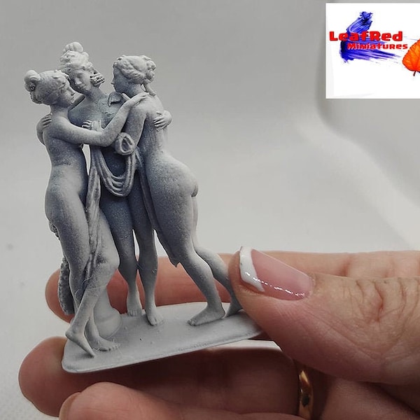 CUSTOM miniature sculpture THREE GRACES. Dollhouse scale. Paint ready 3D printed.