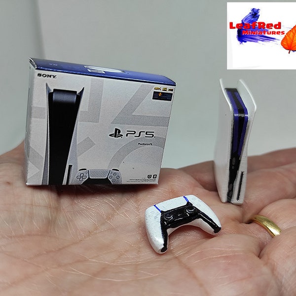 PS5, MINIATURE console, 4 games and/or controller, With BOX. Handmade art.