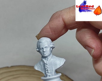 CUSTOM miniature sculpture. MOZART, Bust. Music composer. Dollhouse scale. Paint ready 3D resin printed.