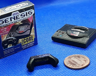 Sega Genesis miniature avec contrôleur et boîte. MINIATURE 3D