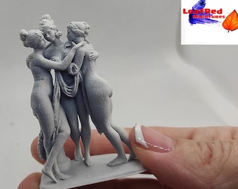 CUSTOM miniature sculpture THREE GRACES. Dollhouse scale. Paint ready 3D printed.