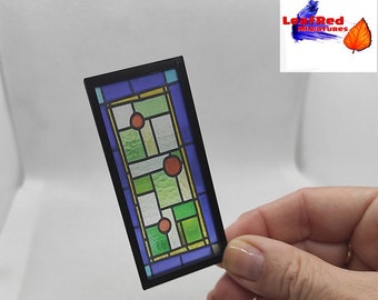 Miniature Stained Glass Window panel. CUBIST model.. Custom size, Dollhouse scale, diorama, shadowbox,.