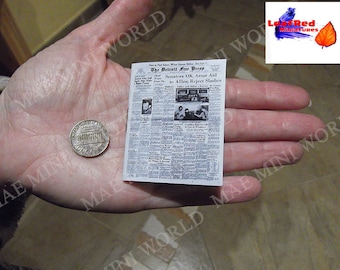 Miniature Newspaper Replica 1949. Scale 1/6  The Detroit Free Press