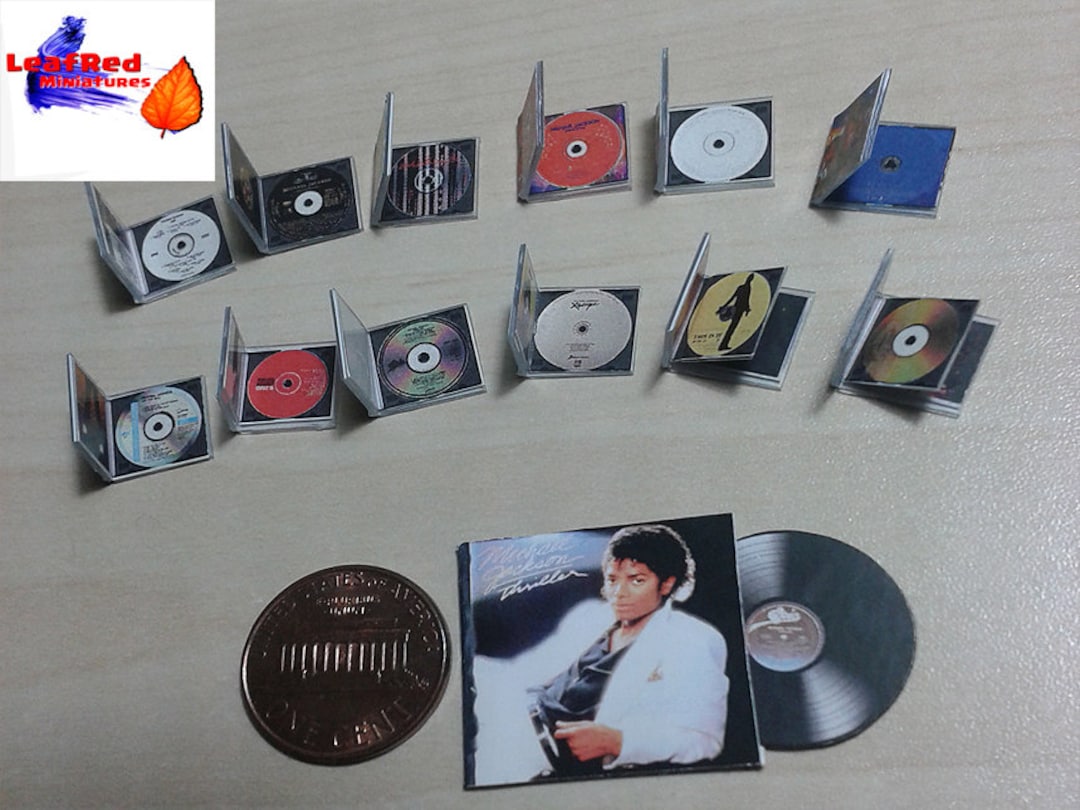 Miniature MICHAEL JACKSON CD Collection and Album, Scale 1 Miniature MICHAEL JACKSON CD Collection and Album, Scale 1
