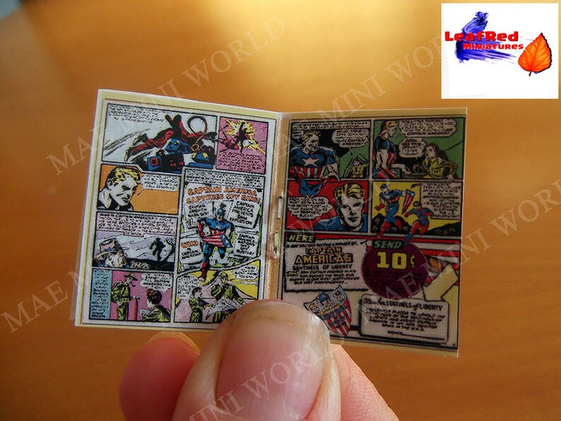 CAPTAIN AMERICA 1 Comic 1941, full REPLICA miniature, 20 Pages two face. Artisan 1:12 scale. LeafRed Miniatures image 5