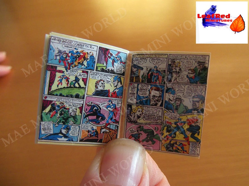 CAPTAIN AMERICA 1 Comic 1941, full REPLICA miniature, 20 Pages two face. Artisan 1:12 scale. LeafRed Miniatures image 3