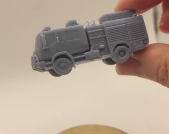 N Scale Fire Truck Miniature | 1:160 Resin Fire Engine, 3D Printed Model for Railway Diorama, City Layout & Wargame Scenery. 2.14" (54mm).