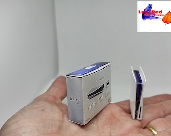 Video Game MINIATURE console, 4 games and/or controller, With BOX. Handmade art. PS 5