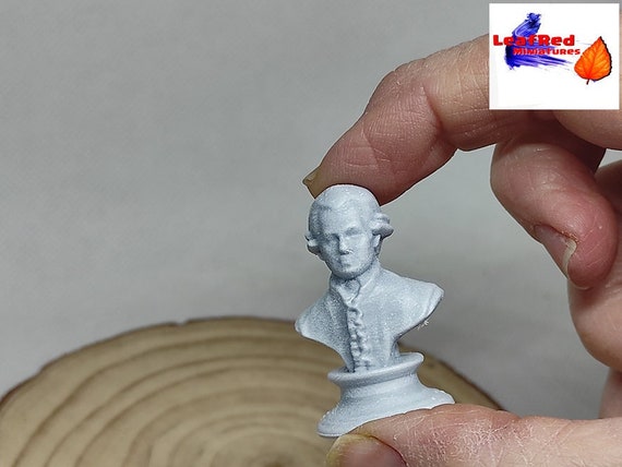 CUSTOM miniature sculpture. MOZART,  Bust. Music composer. Dollhouse scale. Paint ready 3D resine printed.