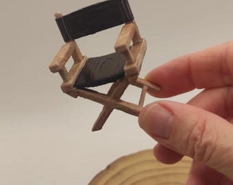 Miniature Director's Chair, Dollhouse Furniture, 3D Printed PLA, Hand Painted or Unpainted, Personalized