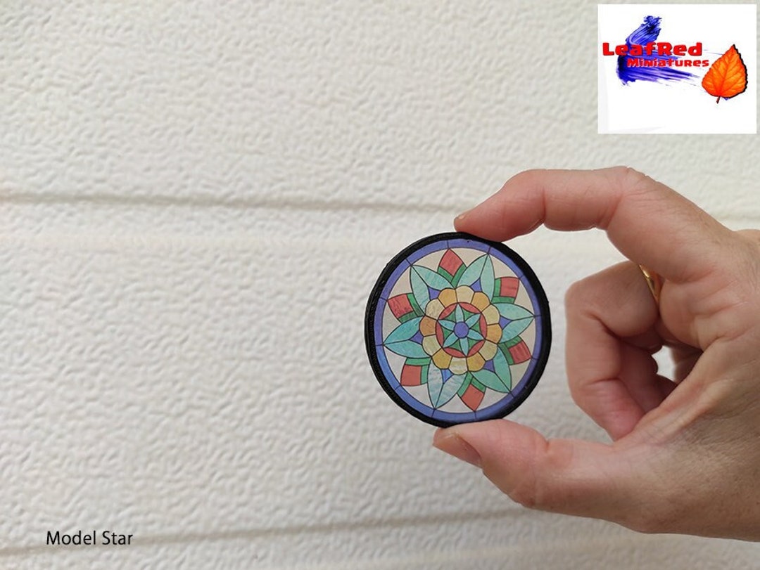 Miniature Stained Glass Round Window. Model STAR. Diorama, Dollhouse ...