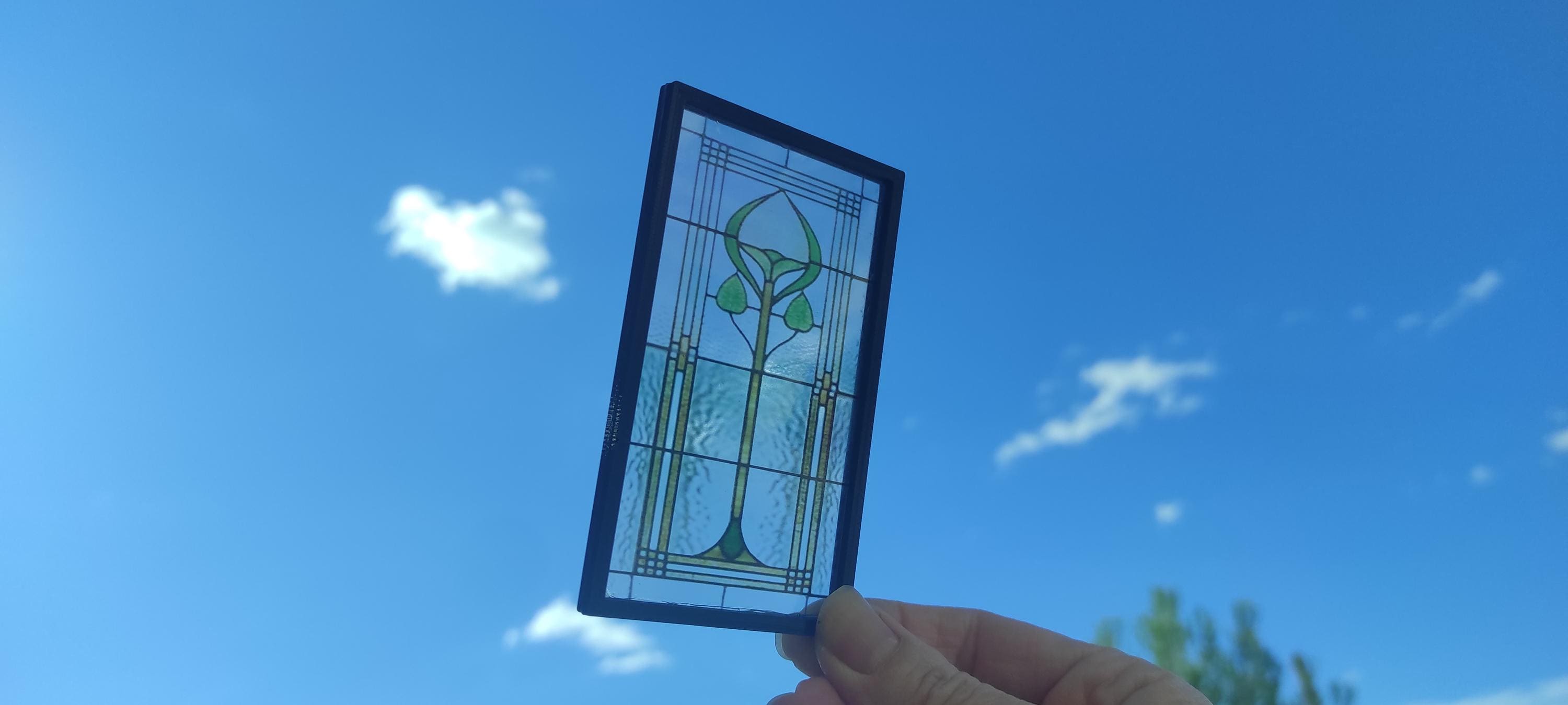 Small Glass Frame Model Miniature Stained Glass Window. Model MARTA Diorama, Dollhouse Scale 1/ ...