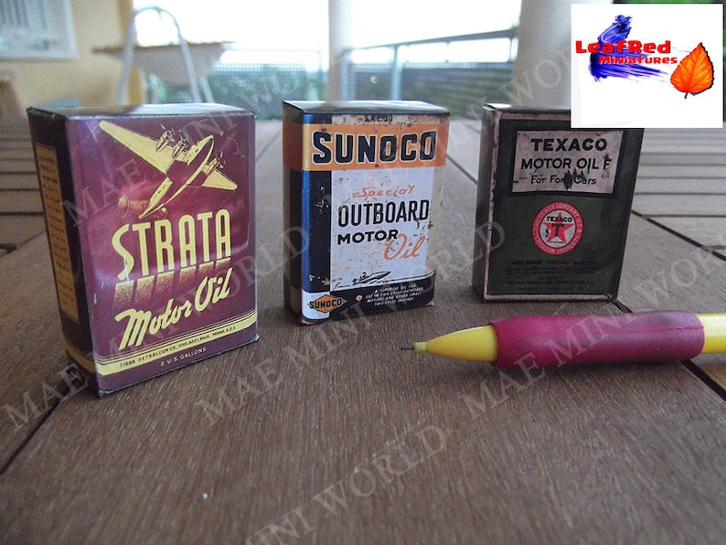 3 Miniature Oil Can Vintage. Strata Sunoco Texaco. Scale | Etsy