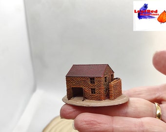 Miniature Model stone country house.  for Model Railroad Railway or Room Box Diorama. Custom size, DIY or painted available.