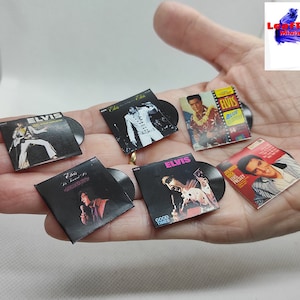 ELVIS PRESLEY Collectie 6 Platen Miniatuurplaat HANDGEMAAKT. Schaal 1/12. Ook beschikbaar voor individuele albumselectie. Beschikbare schaal 1:4