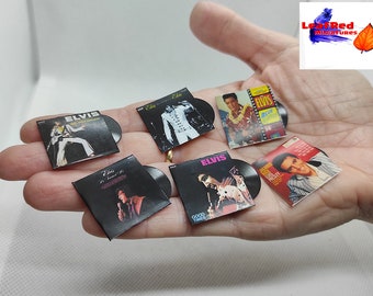 ELVIS PRESLEY Collectie 6 platen Miniatuurplaten HANDGEMAAKT. Schaal 1/12. Ook beschikbaar voor individuele albumselectie.