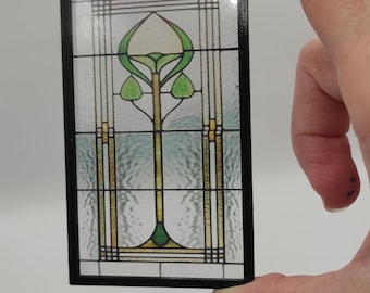 Miniature Stained Glass Window. Model MARTA Diorama, dollhouse scale 1/6 or 1/12. Custom size and more models available.
