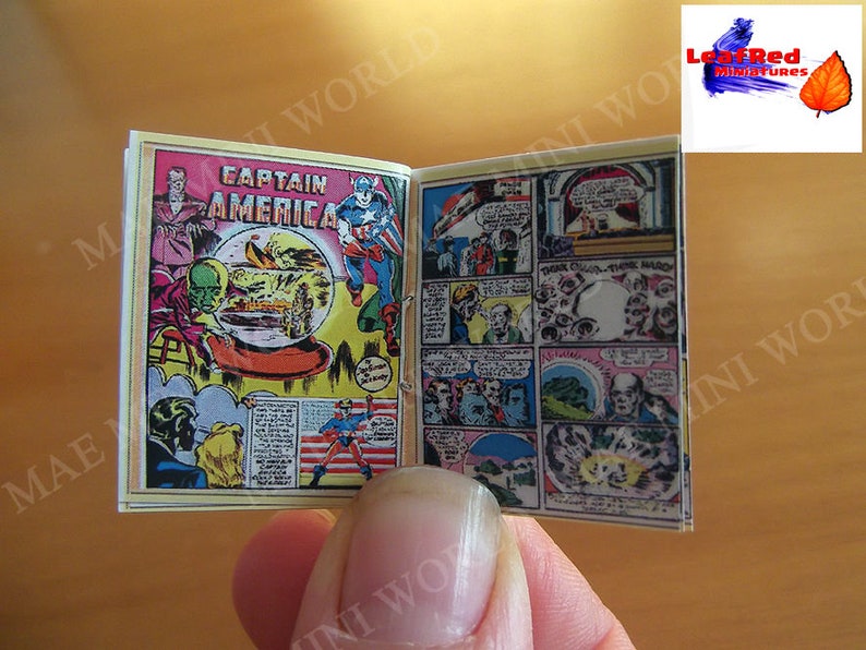 CAPTAIN AMERICA 1 Comic 1941, full REPLICA miniature, 20 Pages two face. Artisan 1:12 scale. LeafRed Miniatures image 4