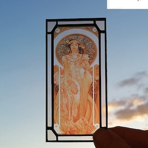 Miniature Stained Glass Window panel. ART NOUVEAUX, ViNTAGE, Series... Custom size, 6 models available. Dollhouse scale