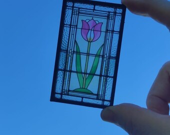 Miniature Stained Glass Window. Model MARIA Diorama, dollhouse scale 1/6 or 1/12. Custom size and more models available.