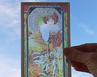 Miniature Stained Glass Window panel. Girl Series...Custom size and more models available. Dollhouse scale