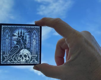 Miniature stained glass effect Window. HALLOWEEN Diorama, dollhouse scale 1/6 or 1/12. Custom size and more models available.