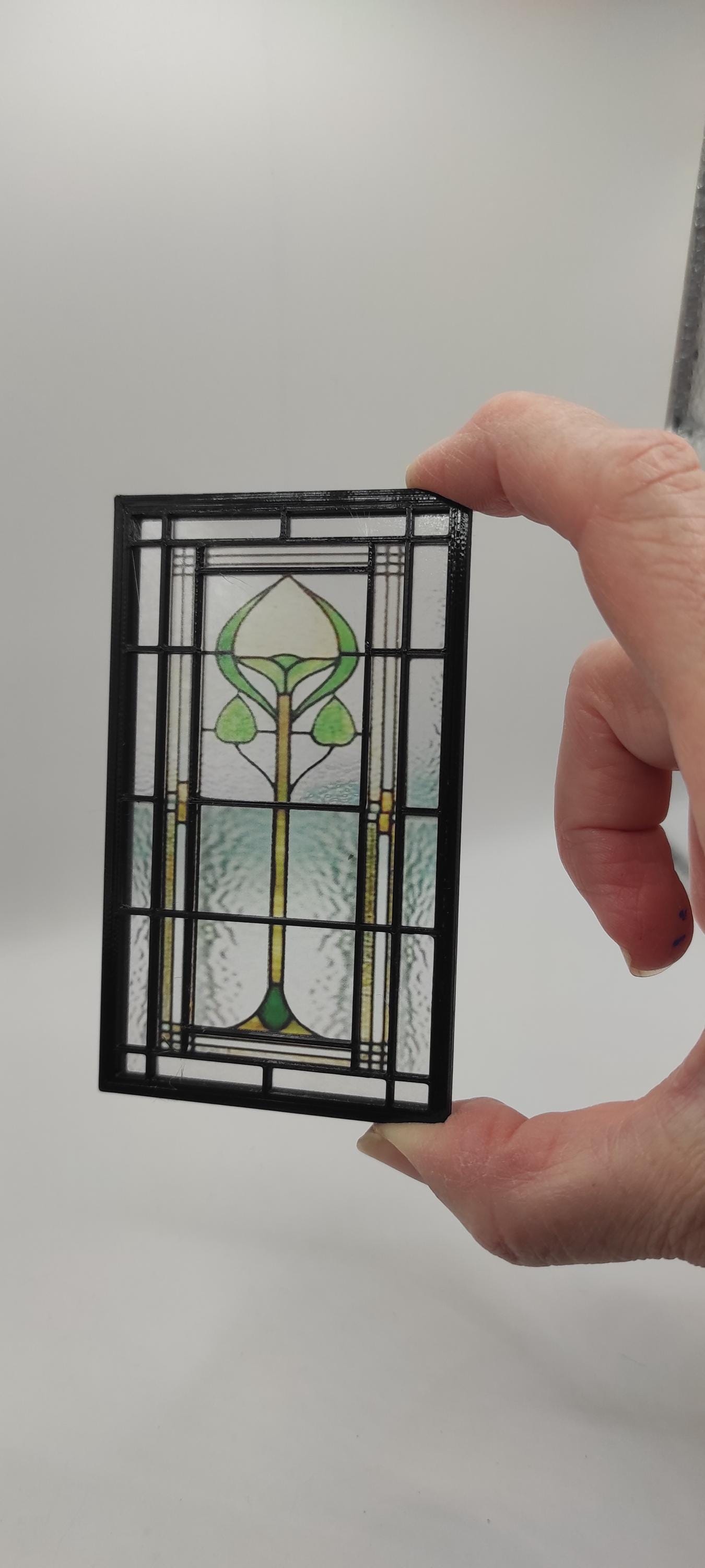 Small Glass Frame Model Miniature Stained Glass Window. Model MARTA Diorama, Dollhouse Scale 1/ ...