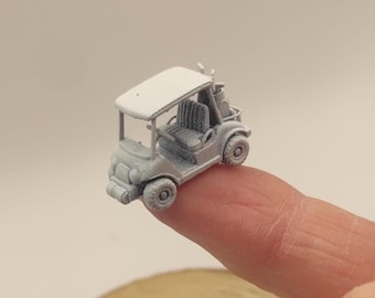 GOLF CART. Model II. Miniature 1" (25mm). Resin printed. Deco for your diorama, game piece.