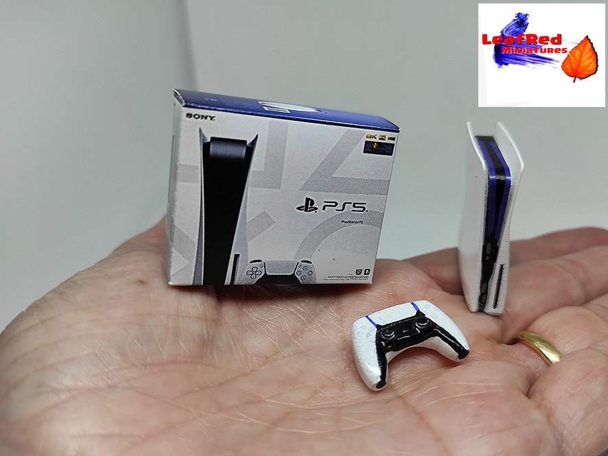 PS5 MINIATURE Console 4 Games And/or Controller With BOX. Handmade Art. 