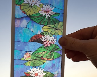 Miniature Stained Glass Window panel. Custom size and more models available. Dollhouse scale