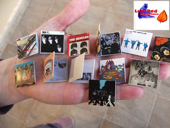 BEATLES Collection. 13 Miniature ALBUM  record vintage. Handmade. Scale 1/12.