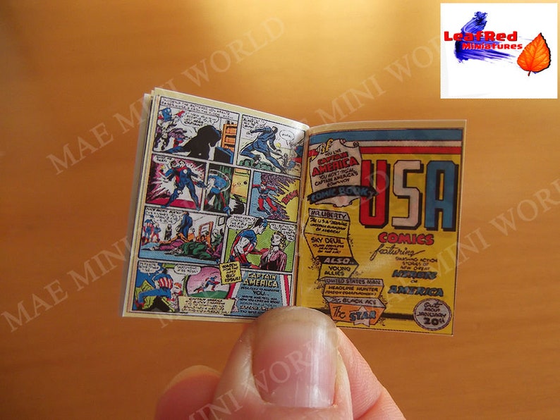 CAPTAIN AMERICA 1 Comic 1941, full REPLICA miniature, 20 Pages two face. Artisan 1:12 scale. LeafRed Miniatures image 2