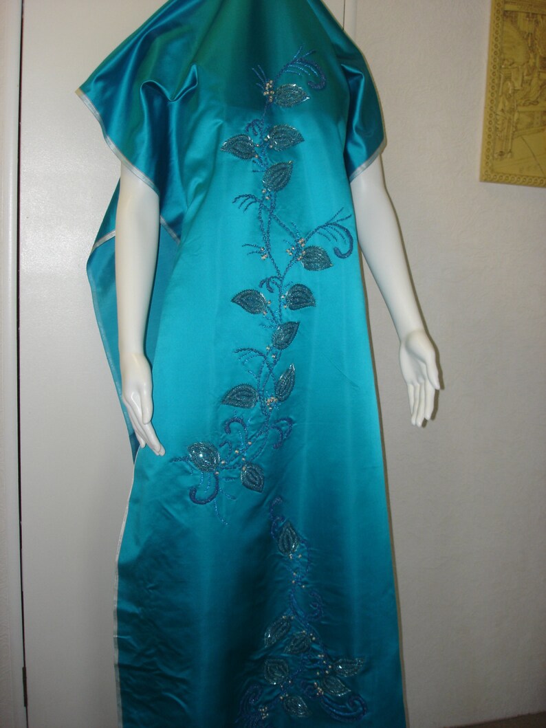 Vintage Silk Satin Fabric From Hong Kong 1960s in Peacock Blue Etsy