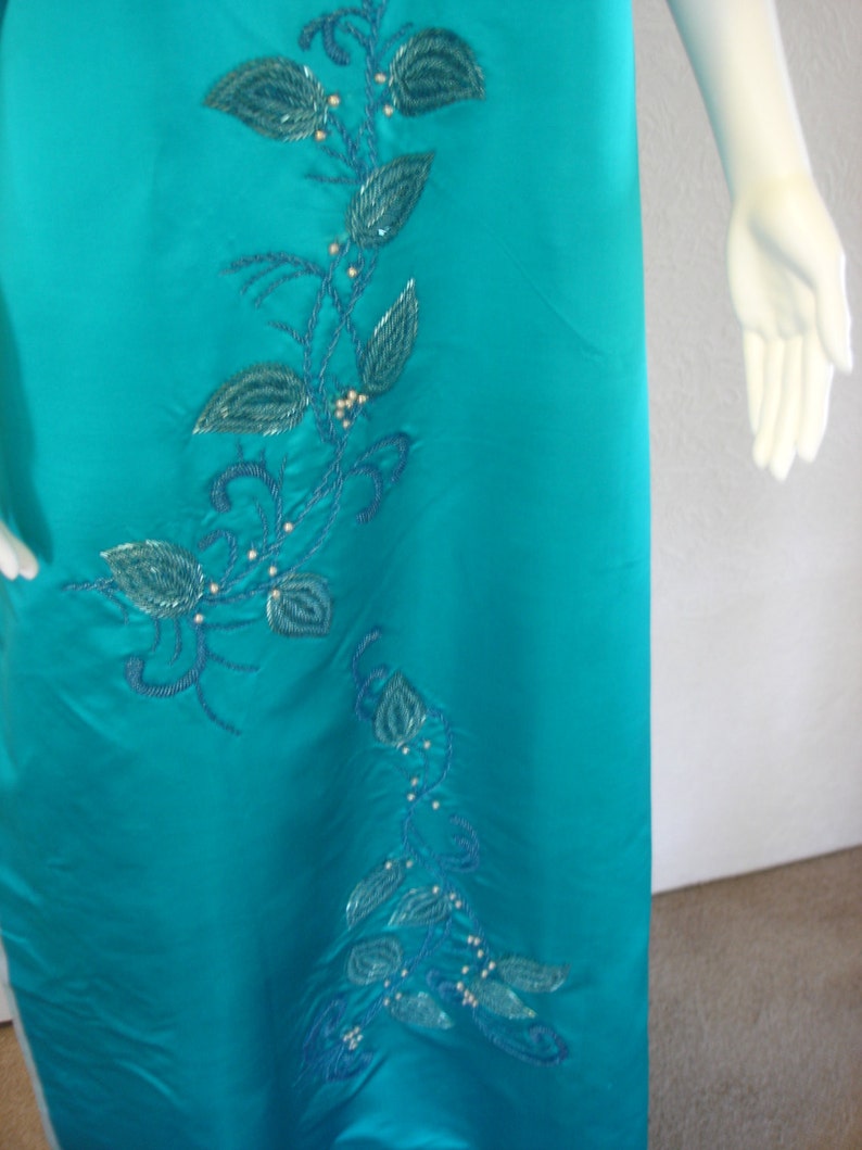 Vintage Silk Satin Fabric From Hong Kong 1960s in Peacock Blue Etsy