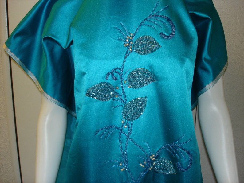 Vintage Silk Satin Fabric From Hong Kong 1960s in Peacock Blue Etsy