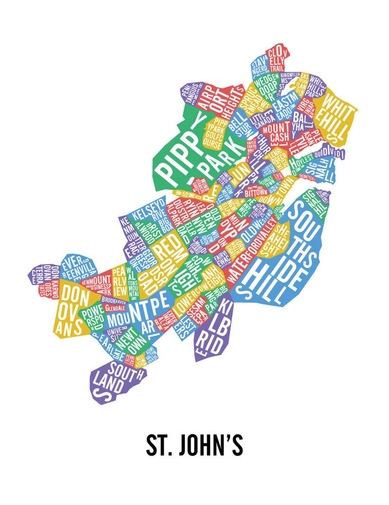 St. John's Newfoundland Neighbourhoods City Map St. | Etsy