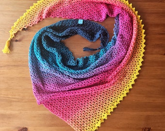 Crochet Asymmetrical Shawl - Rosewater Cocktail