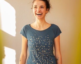 Confetti V2 - Fair Trade Tencel dames T-shirt - Doveblue