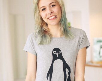 Penguin Paul - Women Fair Wear T-Shirt - Heather Grey