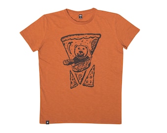Pizza Bear - Men's T-Shirt - Fair made of cotton (organic) Slub - Orange