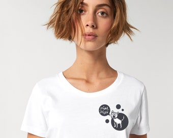 Meow Meow Cat - Damesshirt - Fair Trade - Biologisch - Wit