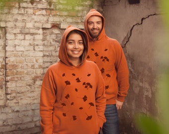 Ginkgo / Ginkgoblätter - Fair gehandelt - Unisex Bio Hoodie / Kapuzenpulli - Orange