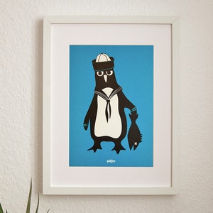 Pingüino Martín el Marinero - Póster Art Print A4