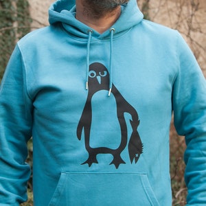 Penguin Paul Fair Wear Organic Unisex Hoodie / Hoody LightAzur image 3