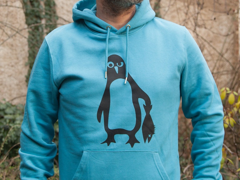 Penguin Paul Fair Wear Organic Unisex Hoodie / Hoody LightAzur image 3