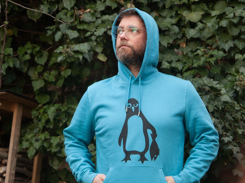 Penguin Paul Fair Wear Organic Unisex Hoodie / Hoody LightAzur image 2