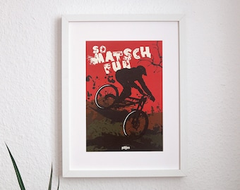 Poster A4 / Downhill / Matsch / Fahrradfahren